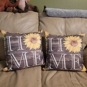 Sunflower Pillows | Home Decor | Set of 2 | 15 inch x 15 inch Square